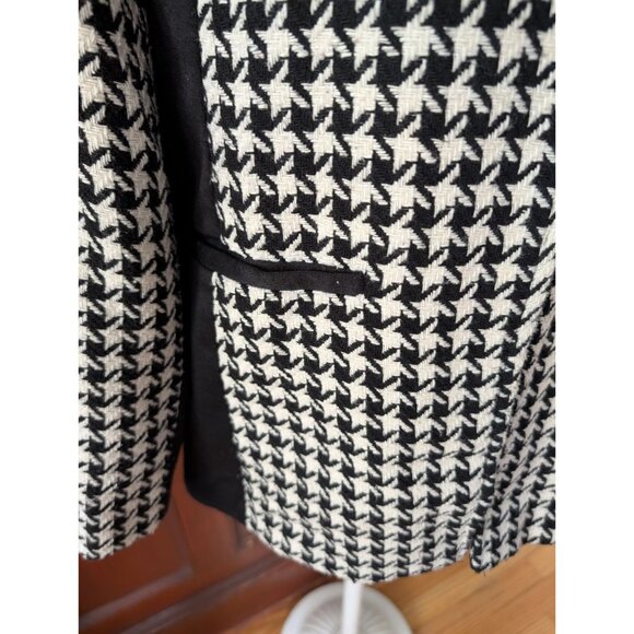 Roz & Ali Womens Houndstooth Open Front Blazer Jacket Size 14/16 Black & White - Picture 2 of 8